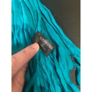 Express Teal Scarf with Fringe Jewel Toned Bold